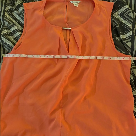 Women’s Calvin Klein Orange Sleeveless Blouse with Keyhole Detail size large - Picture 8 of 8